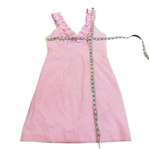 Lilly Pulitzer Phoebe Pink Stripe Ruffle Dress Size 10  TOO SHORT for me. - Picture 9 of 12